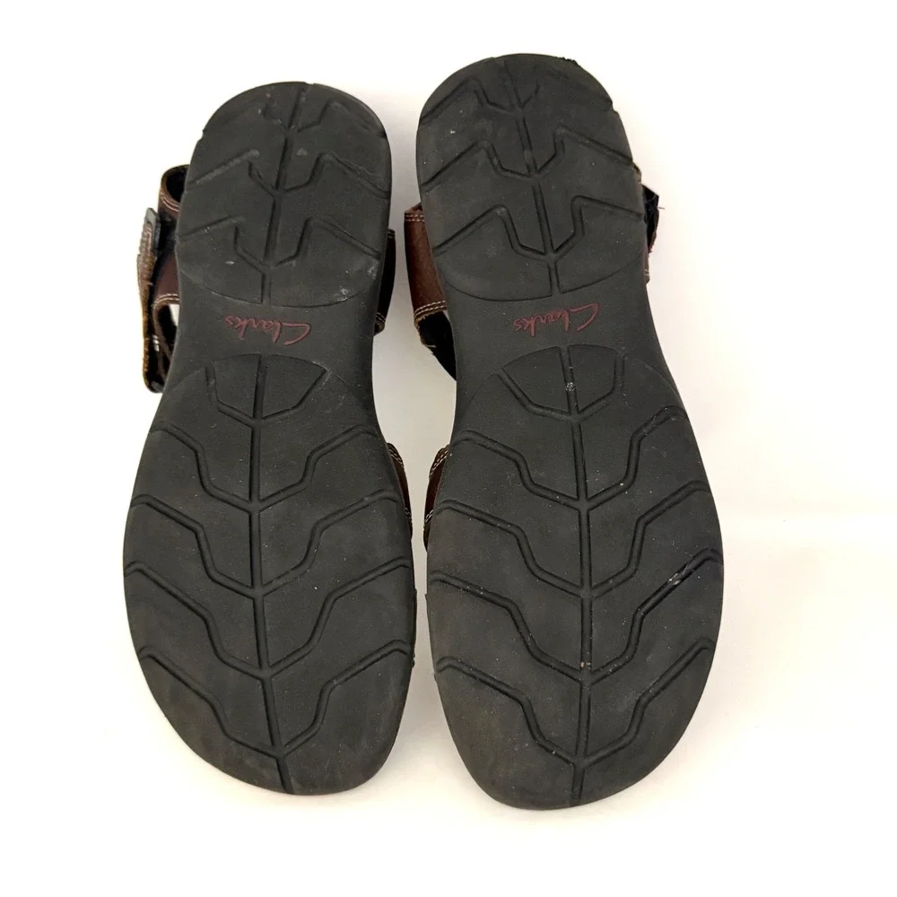 Clarks Mens Brown Leather Adjustable Strap‎ Sports Trail Sandals 14M 78705